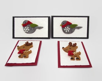 Two Bird & Two Reindeer Gift card/money holders 3D Felt