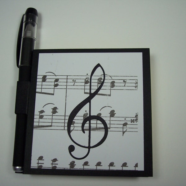 Treble Clef ( die cut)  Music sticky note holder with gel pen