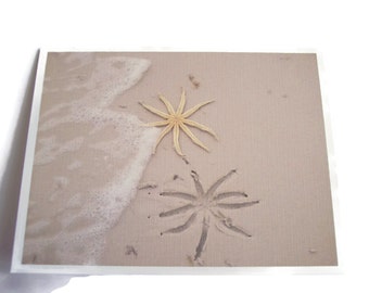 Starfish on the beach blank note cards linen paper set of six