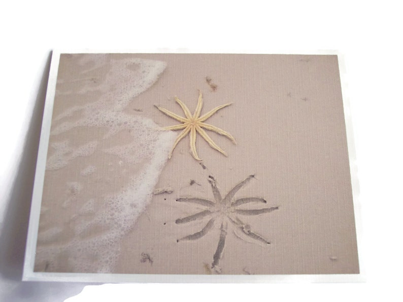 Starfish on the beach blank note cards linen paper set of six image 1