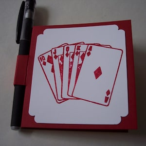Playing cards sticky note holder with gel pen