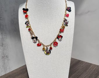 Crea la tua collana con ciondolo Disney personalizzata, collana di Topolino e Minnie, scegli i tuoi ciondoli, gioielli personalizzati, collana vintage