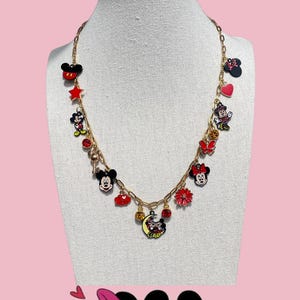 Build Your Own Custom Disney Charm Necklace, Mickey & Minnie Mouse Necklace, Pick Your Charms, Personalized Jewelry, Vintage Necklace