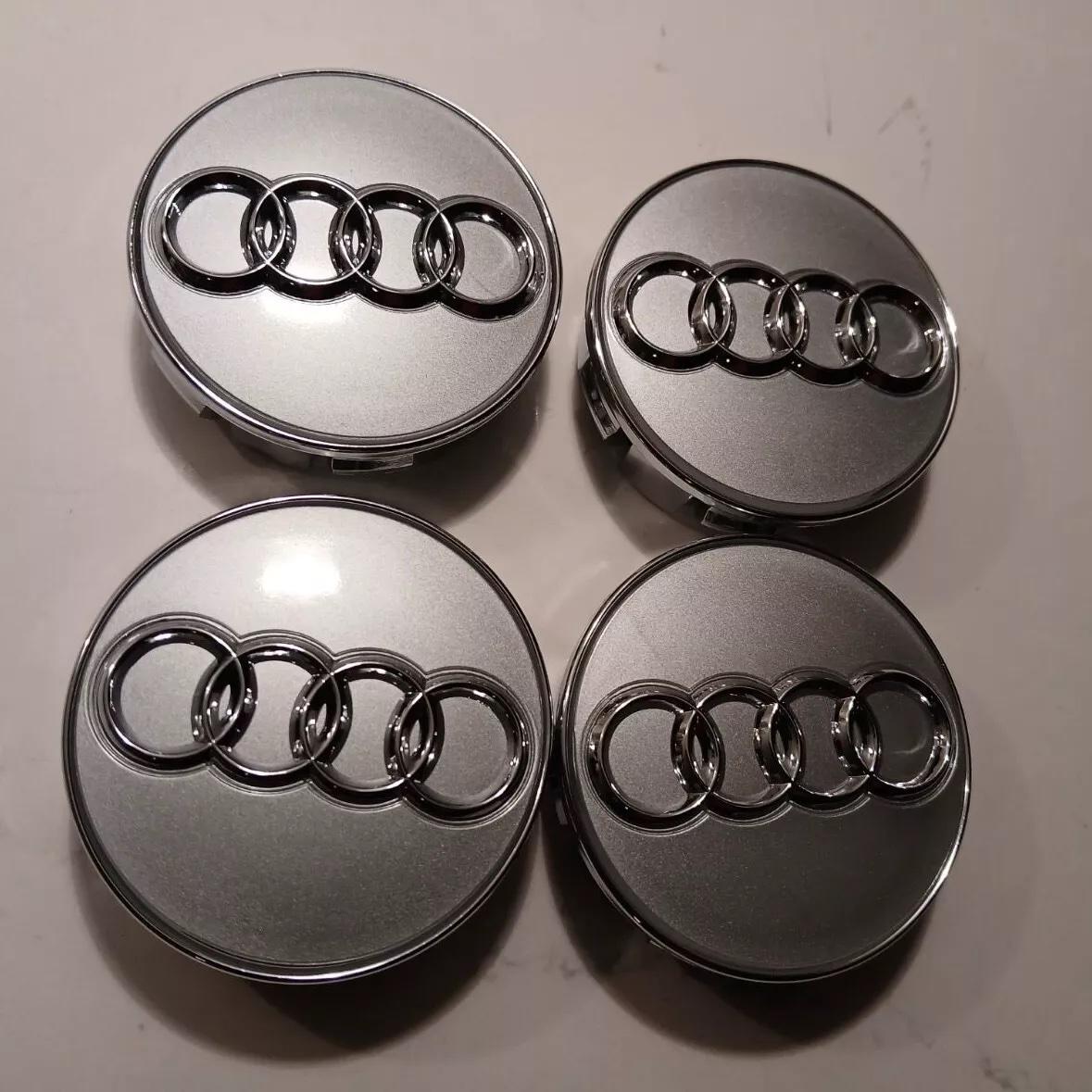 Floating Wheel Center Caps for Audi – Silver Chrome 61mm | Set of 4 | OEM 8W0601170 Hub Caps Compatible with Audi Models | Free USA Shipping