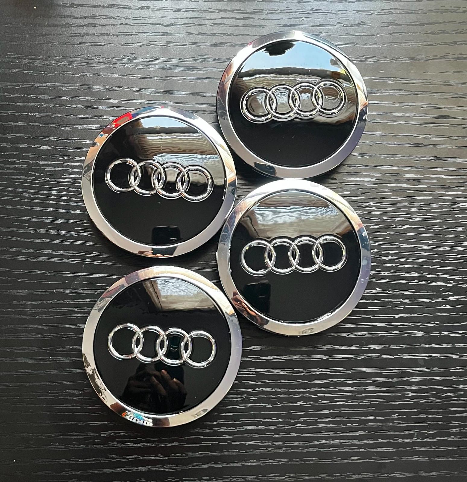 Gloss Black/Chrome Replacement Audi Wheel Center Hub Caps Chrome Logo 69MM Set of 4 4B0601170A | Ships Out in 1 day | Free US shipping