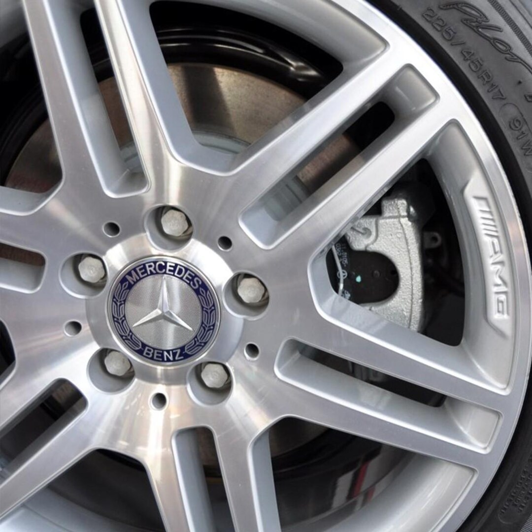 Mercedes-benz Set of 4 75mm Classic Dark Blue Wheel Center Hub Caps Rim ...