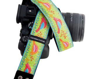 Spring Birds Camera Strap: DSLR/Mirrorless, Padded Velvet