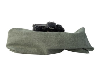 Pocket Scarf Camera Strap; 5 Colors Shetland Flannel ~ Beautiful, Comfortable and Useful ~ Handmade in the USA