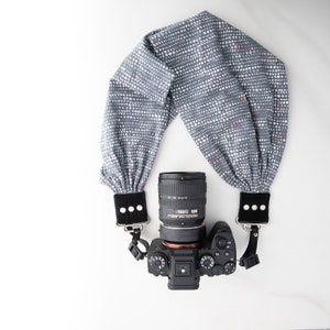 City Lights Pocket Scarf Camera Strap; Cool and Comfortable; Modern Print; SLR or Mirrorless