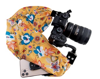 Monica Floral Pocket Scarf Camera Strap; Cool and Comfortable; Casual Retro Style; SLR or Mirrorless
