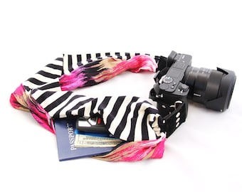 Pocket Scarf Camera Strap | Handmade Cotton Jersey Knit, USA Made