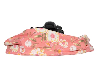 Floral Pocket Scarf Camera Strap Nora: USA Made Knit Blend, SLR/Mirrorless
