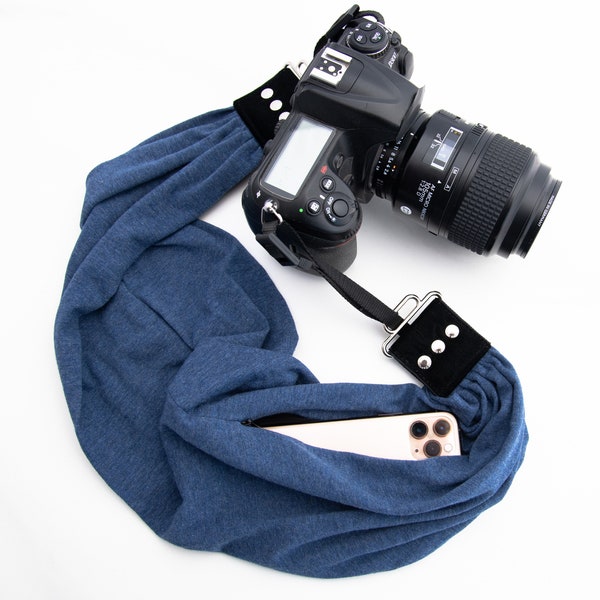 Denim Pocket Scarf Camera Strap; Cool and Comfortable; Soft Style; SLR or Mirrorless