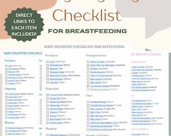 Digital Baby Registry Checklist with Product Links for Breastfeeding Printable, Newborn Checklist, Instant Download