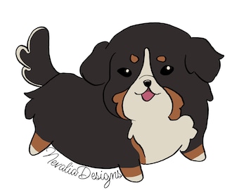 Bernese Mountain Dog Kiss-Cut Vinyl Decals, Cute Kawaii Sticker, Laptop Decal, Car Bumper Sticker, Water Bottle Decal, Dog Lover Gift