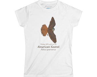 American Kestrel T-Shirt, Women&#39;s Tee, Animal Lover Shirt, Nature Graphic Tee, Science Gift, Short Sleeve Top