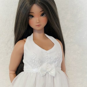 White Halter style embroidered lace dress for the new Smart Doll Pear Body.