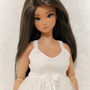 White, yellow and lavender Embroidered Lace Dress and undies for the new Smart Doll Pear Body.