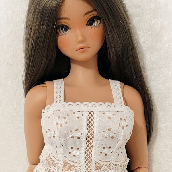 Soft and Sexy white french lace, Cami style top and bikini bottoms for the new Smart Doll Pear Body.