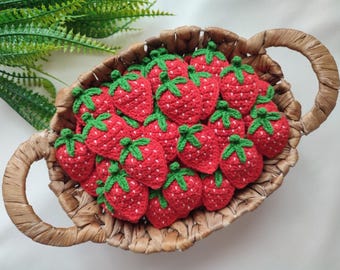 Crochet Strawberry Appliques, Strawberry Motifs, Red Strawberry Appliques, Baby Applique, Embellishment, Sewing, Knitting, Red Strawberries
