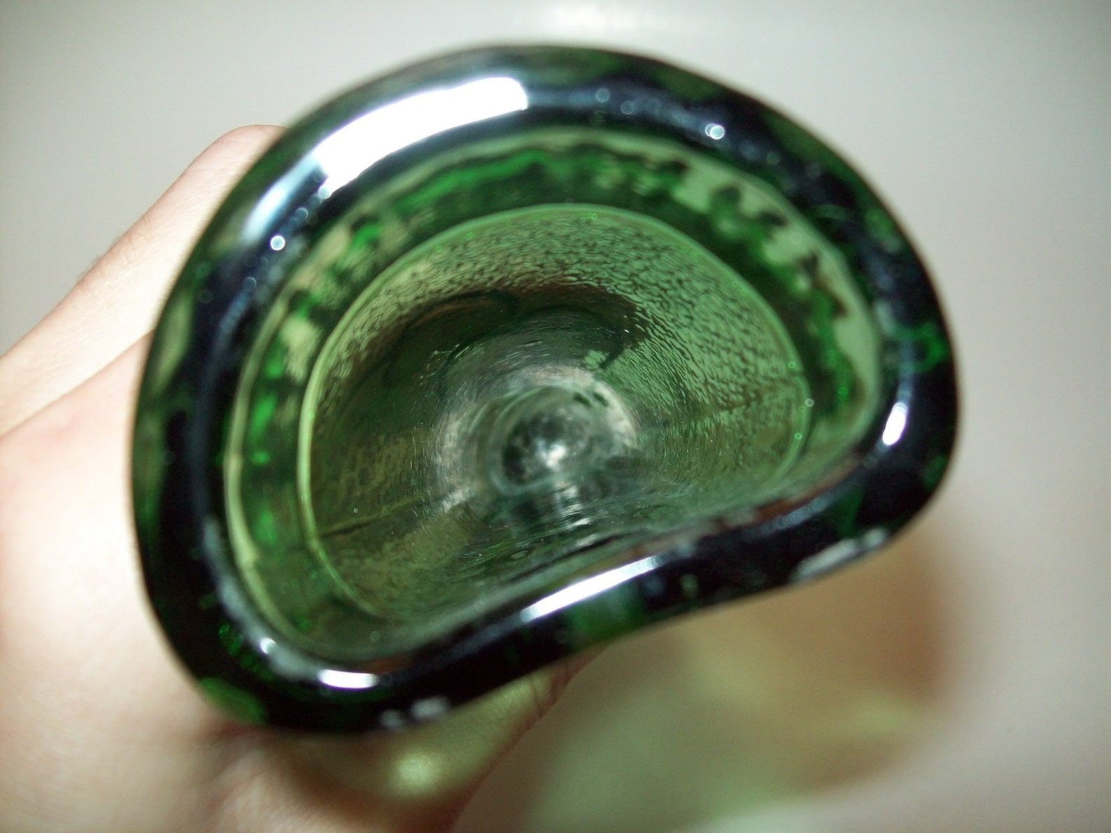 Green Depression Glass Wall Pocket Vase with Bird Design Etsy