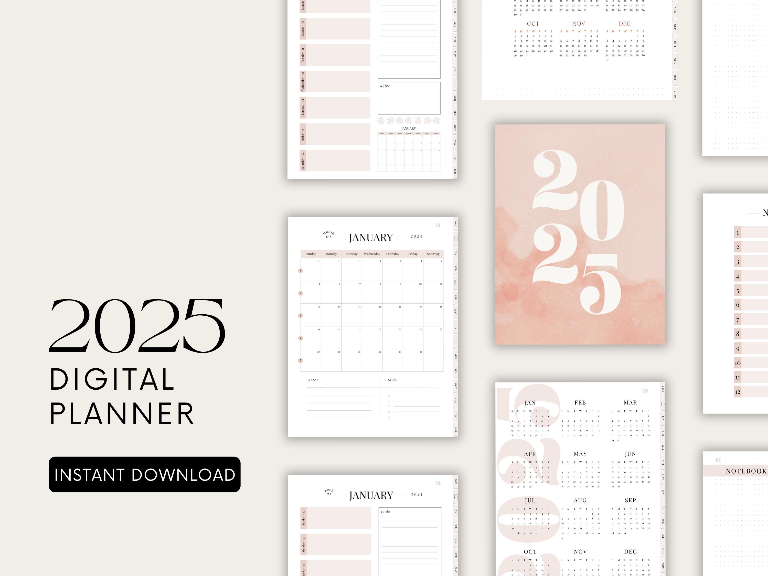 2025 Digital Planner With Hyperlinks - Syncs Across Devices ...