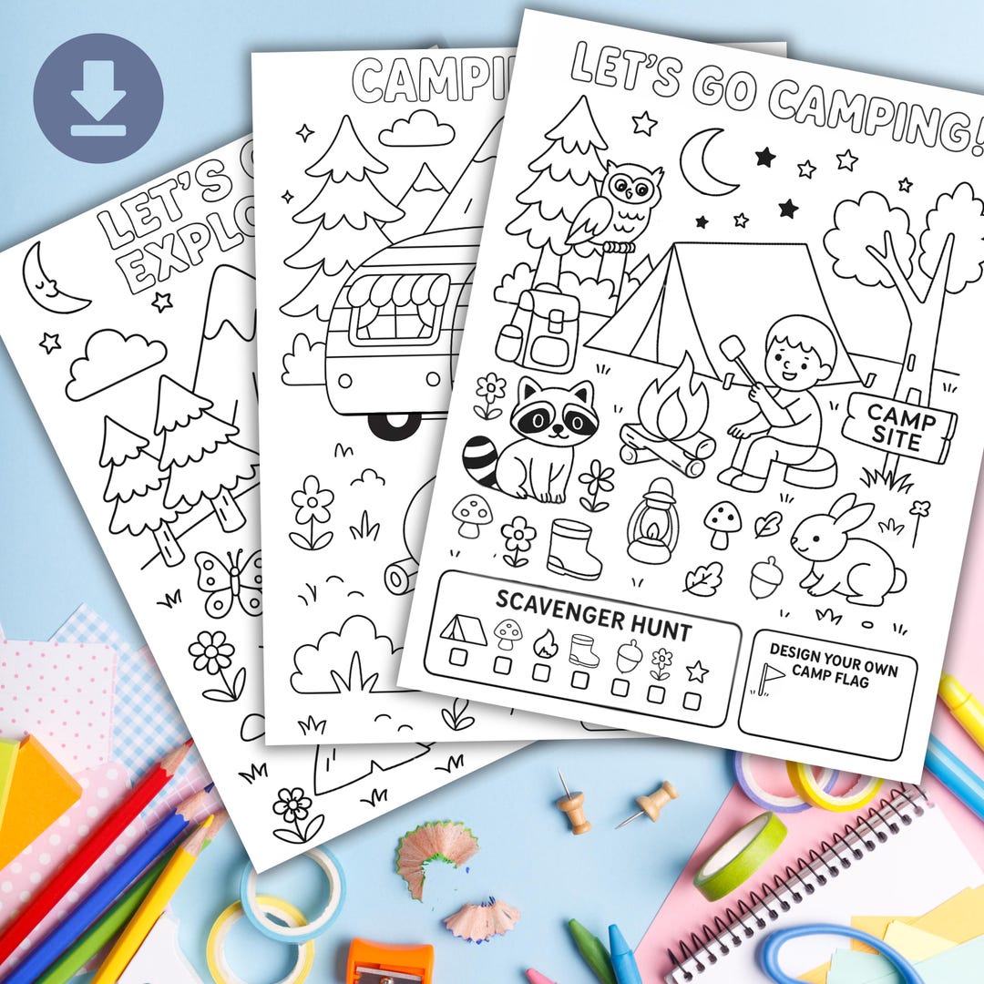 Camping Coloring Pages for Kids | Summer Camp Activities | Outdoor ...