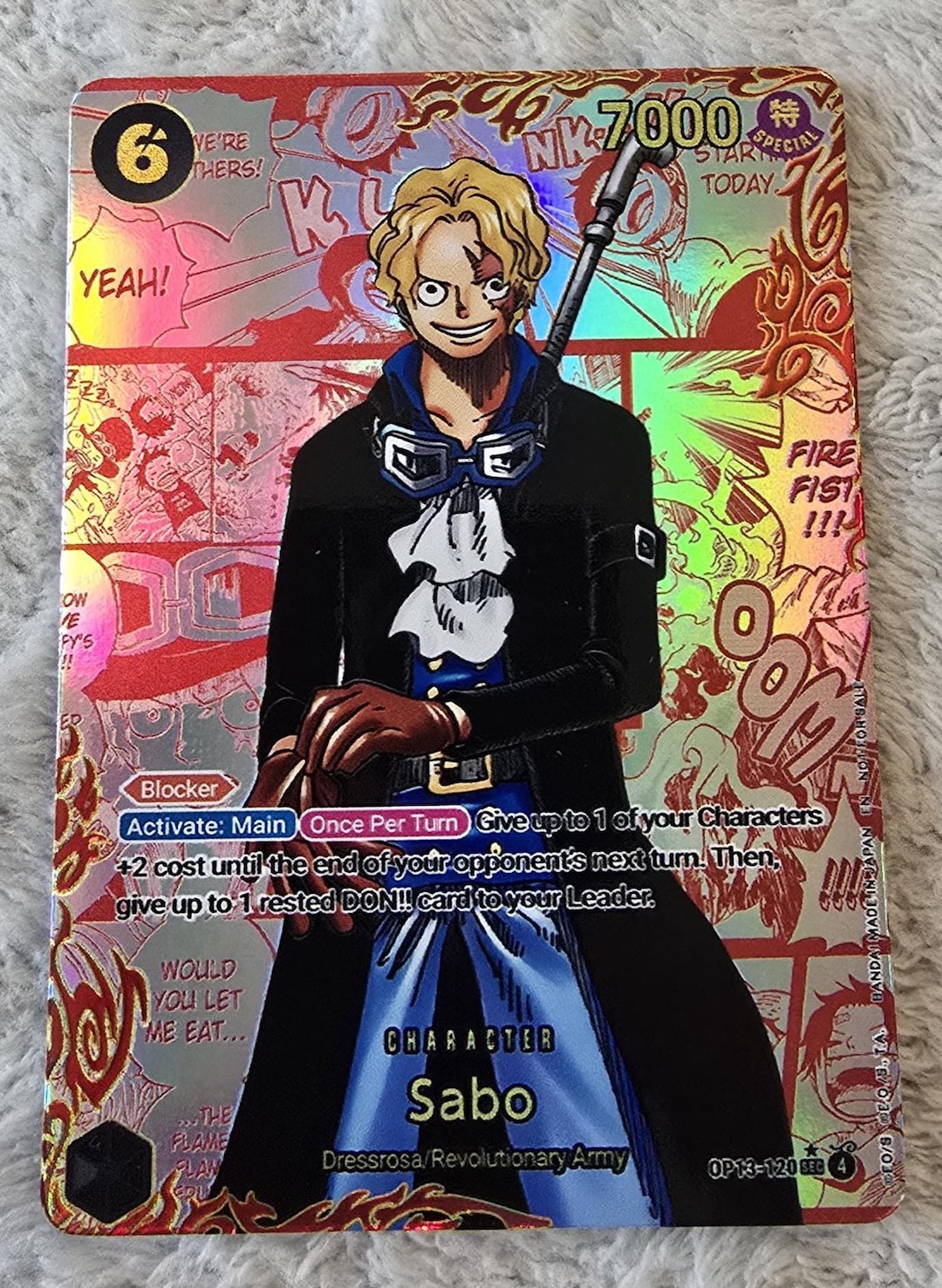 Custom ART CARD ~ One Piece Sabo RED Manga Fire Textured English - Etsy