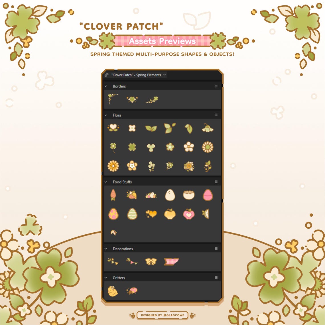 Clover Patch - Spring Season Asset Bundle | 40 Transparent Elements ...