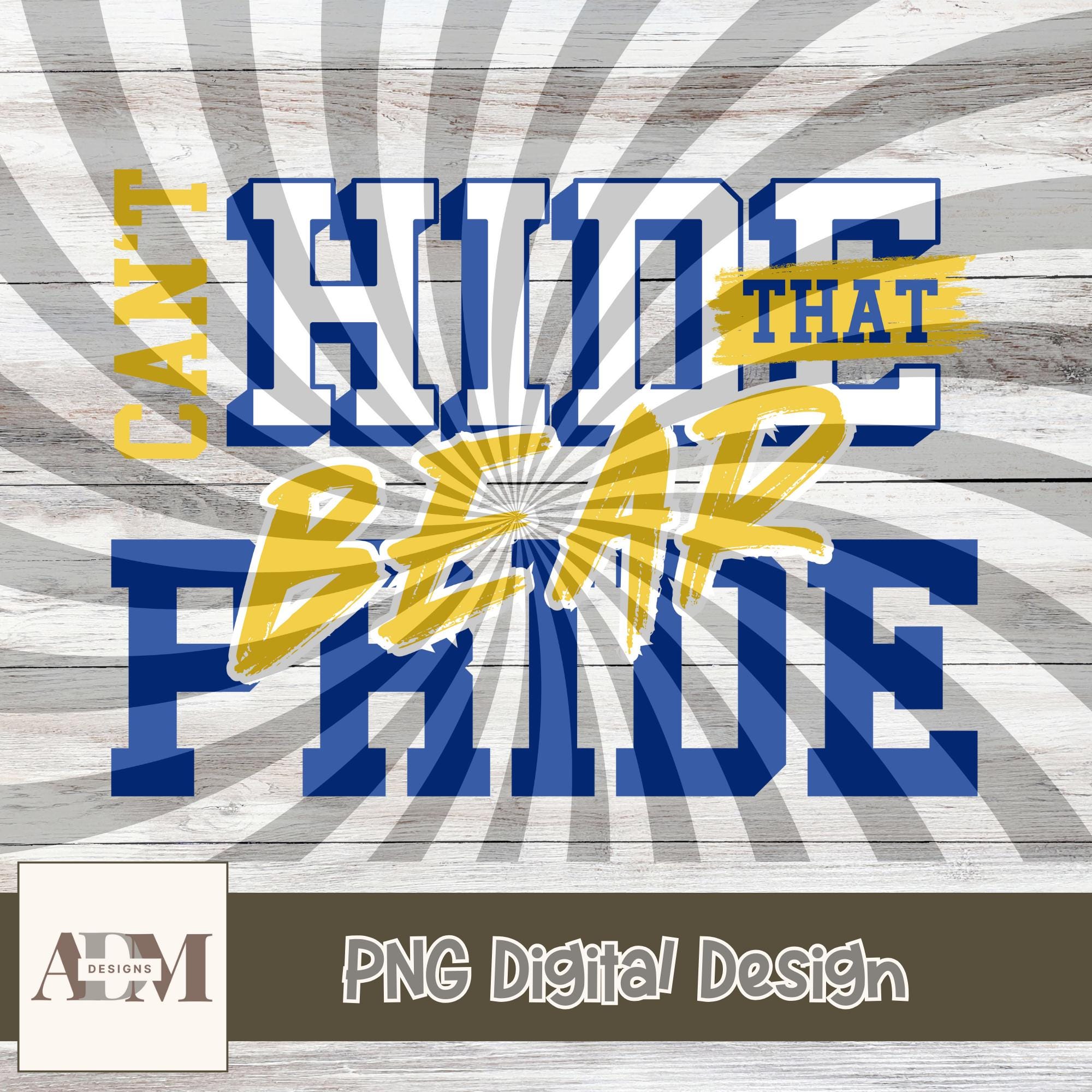 Bear Pride PNG: Blue and Gold Mascot Design (Digital Download)