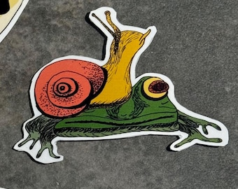 Frog and Snail Sticker | Goofy Woodland Creatures