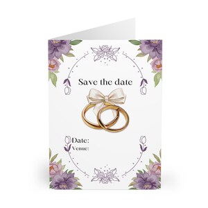 Cartes d'invitation de mariage, réserve de 5 fleurs roses pourpres, faire-part d'anniversaire, cartes de correspondance pour la douche nuptiale, décoration de fête de fiançailles,