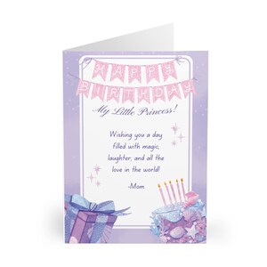Grußkarten, Lila & Weiß alles Gute zum Geburtstag My Little Princess Karten (5er Pack), Briefpapier, Geburtstagskarten, Prinzessinnenthema, Kartenset, Note