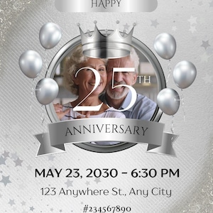 Elegant Silver and Black Anniversary Party Invite