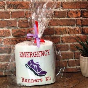 Funny Embroidered Toilet Roll: Emergency Runner's Kit Novelty Gift