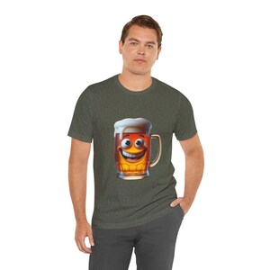 Smiling Funny Beer Emoji T-Shirt, Unisex Beer Tee, Gift for Beer Lovers, Casual Drinking Shirt, Fun Party Outfit