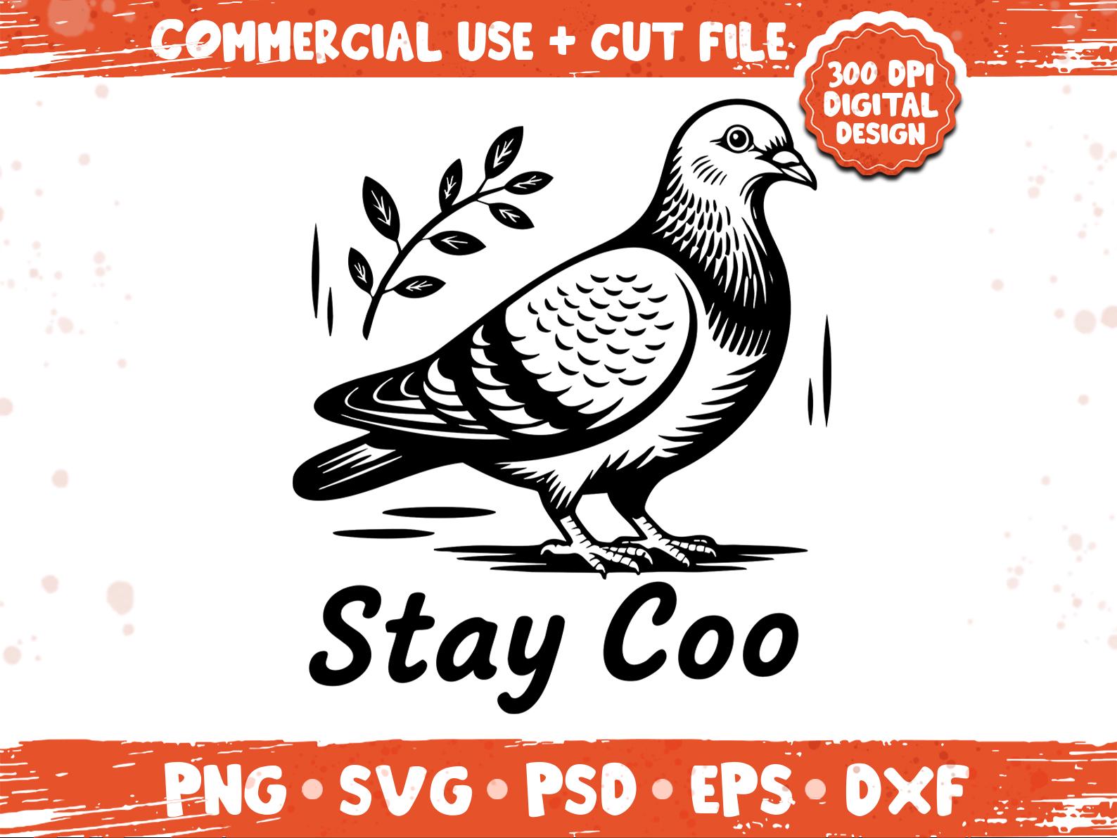 Stay Coo Png Svg Png, Funny Pigeon Shirt Design, Minimal Bird Quote ...