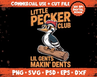 Little Pecker Club PNG SVG, Gráfico divertido de juego de palabras con pájaro carpintero, Archivo digital de diseño humorístico