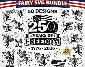 4th of July Fairy SVG Bundle | 50 Patriotic Freedom Designs (Digital Download)