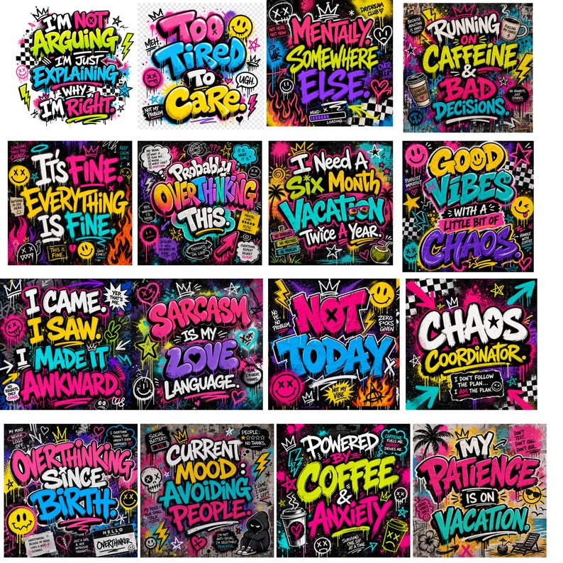 Features and benefits graphic highlighting 300 DPI quality, transparent PNG files, instant download access, commercial use, and high-resolution graffiti artwork.