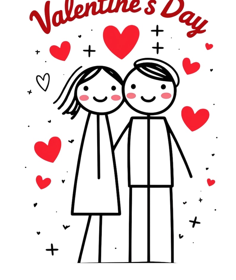 Valentine Stick Figure Clipart PNG & SVG Digital Download - Etsy