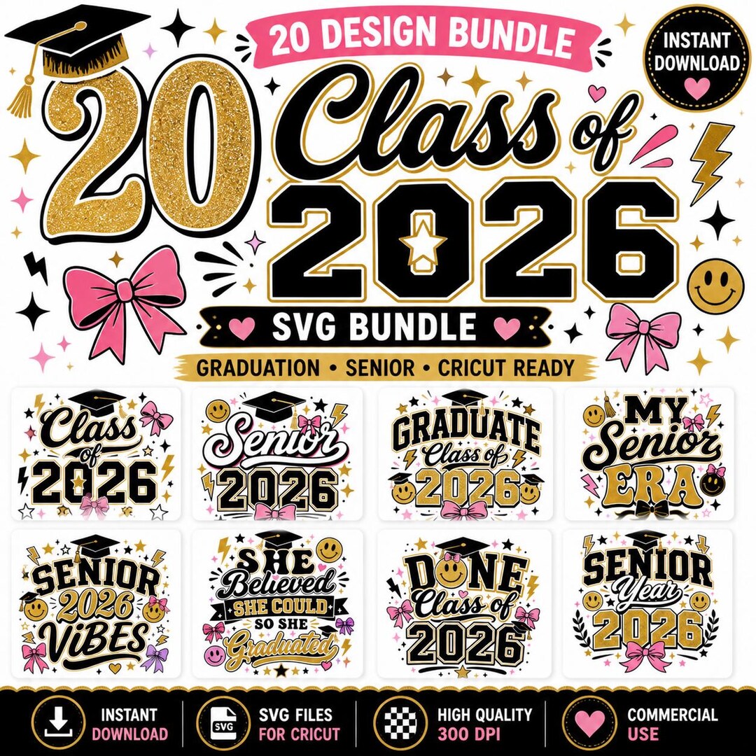 2026 Grad SVG Bundle, Class of 2026 SVG, Senior 2026 Shirt Design ...