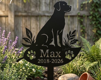 Pieu commémoratif de chien labrador, signe personnalisé de cour de sympathie pour animaux de compagnie, pierre tombale en métal, décoration pour amoureux des chiens