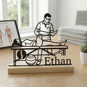Personalized Physical Therapist Metal Desk Decor, Custom Name Physiotherapy Name Plate Table Art, Gift for Therapist