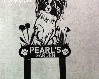 Personalized Papillon Dog Memorial Stake | Custom Pet Grave Marker | Outdoor Garden Plaque | Dog Loss Remembrance Sign | Cemetery Marker