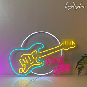 Electric Guitar Neon Sign | Custom Led Light | Music Studio Decor | Bar Pub Club Wall Hanging | Live Music Light Art | Guitar Lover Gift