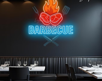 Barbecue Neon Sign | BBQ Grill LED Light | Custom Bar and Grill Sign | Backyard Party Wall Art | BBQ Restaurant Decor | Business Led Sign
