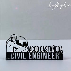 Personalized Civil Engineer Wooden Desk Name Plate | Custom Engineer Metal Nameplate For Desk | Civil Engineer Desk Office Decor