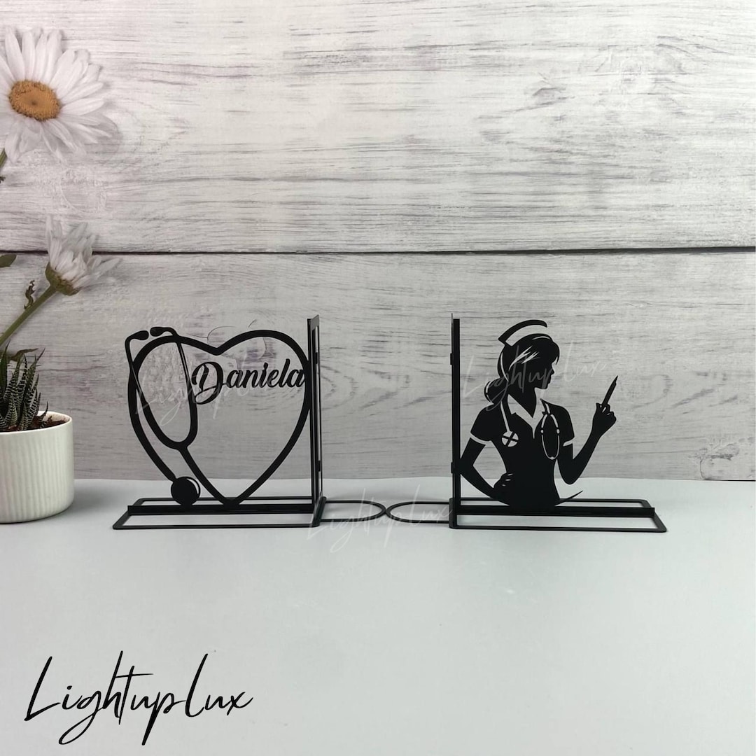 Custom Book Stand Nurse Metal Book Nook Decor, Stethoscope Metal ...