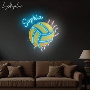 Custom Volleyball Ball Neon Sign | Volleyball Player Led Light | Personalized Name Sign For Kids | Home Bedroom Decor | Sport Lover Gift